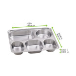 Noxtray Reusable Stainless Steel Tray 5 Compartiments with PP lid L:11in W:8.66in H:1.57in - 10 pcs Noxtray Reusable Stainless Steel Tray 5 Compartiments with PP lid L:11in W:8.66in H:1.57in - 10 pcs